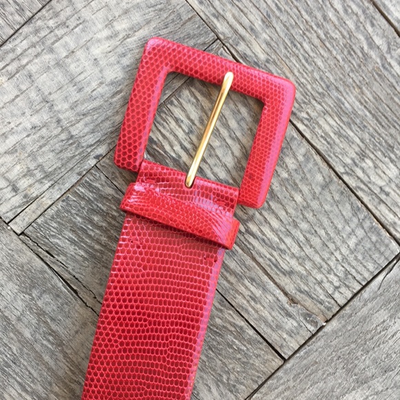 Ralph Lauren collection red lizard belt